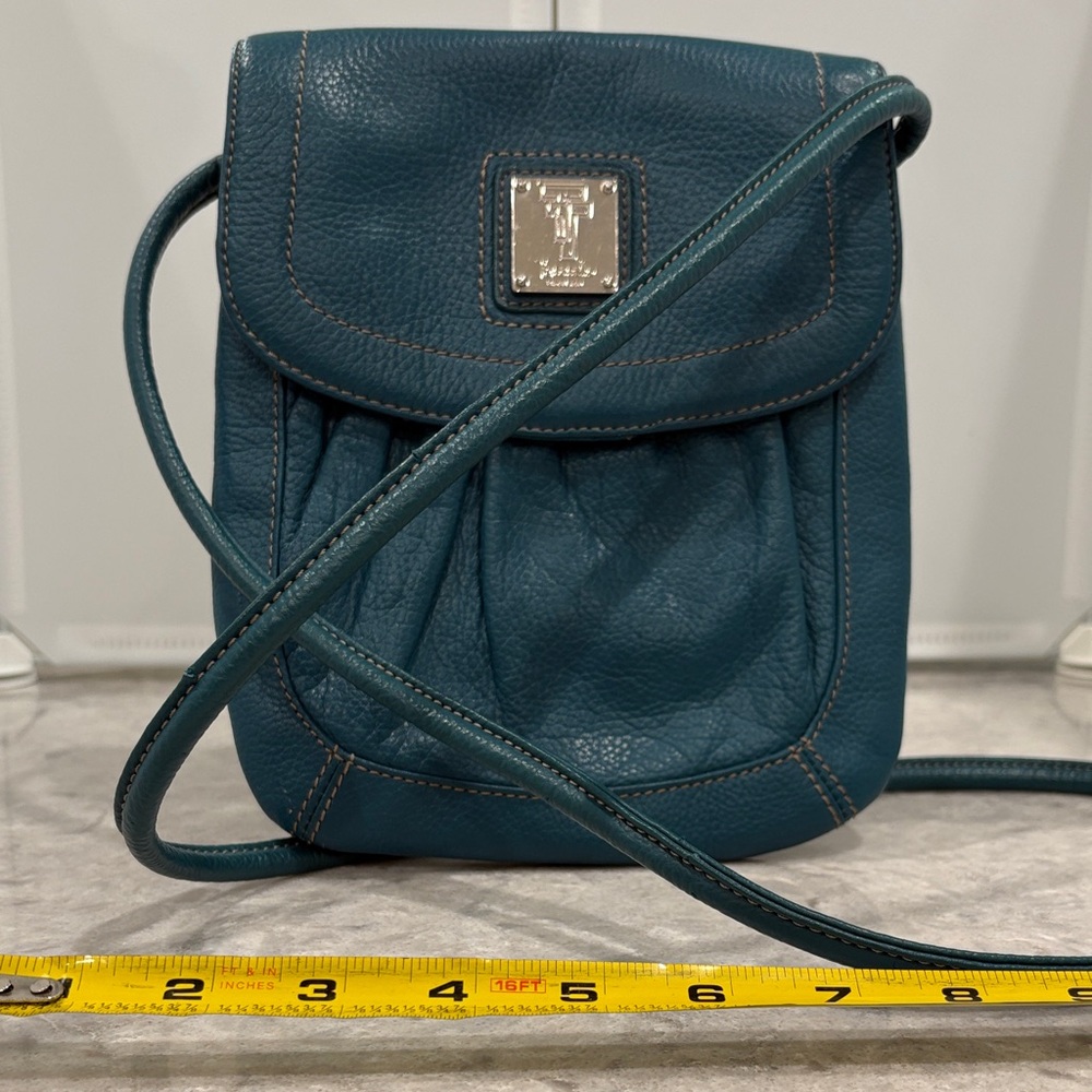 Tignanello Teal Leather Crossbody Bag